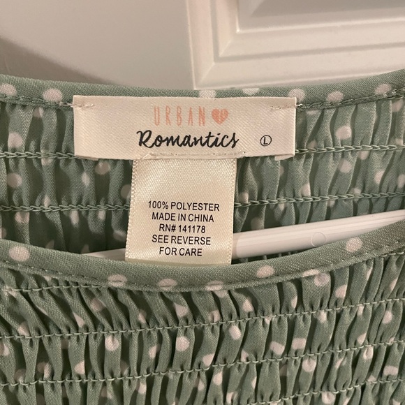 Polkadotted short sleeve top- Sage green - Picture 2 of 2